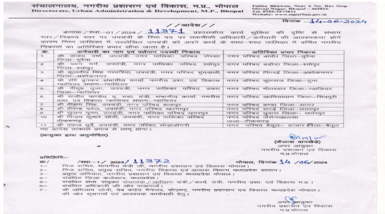 नगरीय निकाय में उपयंत्रियों के तबादले 3 adesh