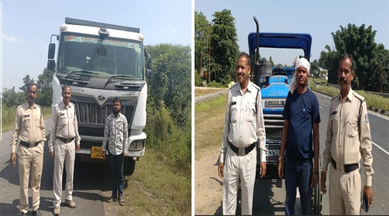 रेत, गिट्टी, डस्ट के अवैध परिवहन में संलिप्त 1 डंपर और 4 ट्रेक्टर-ट्राली जप्त 14 ret copy