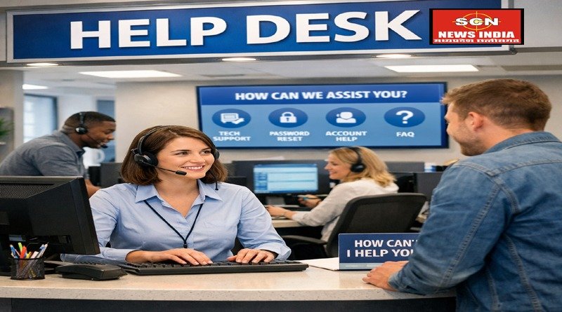 Help desk assistance in modern office copy