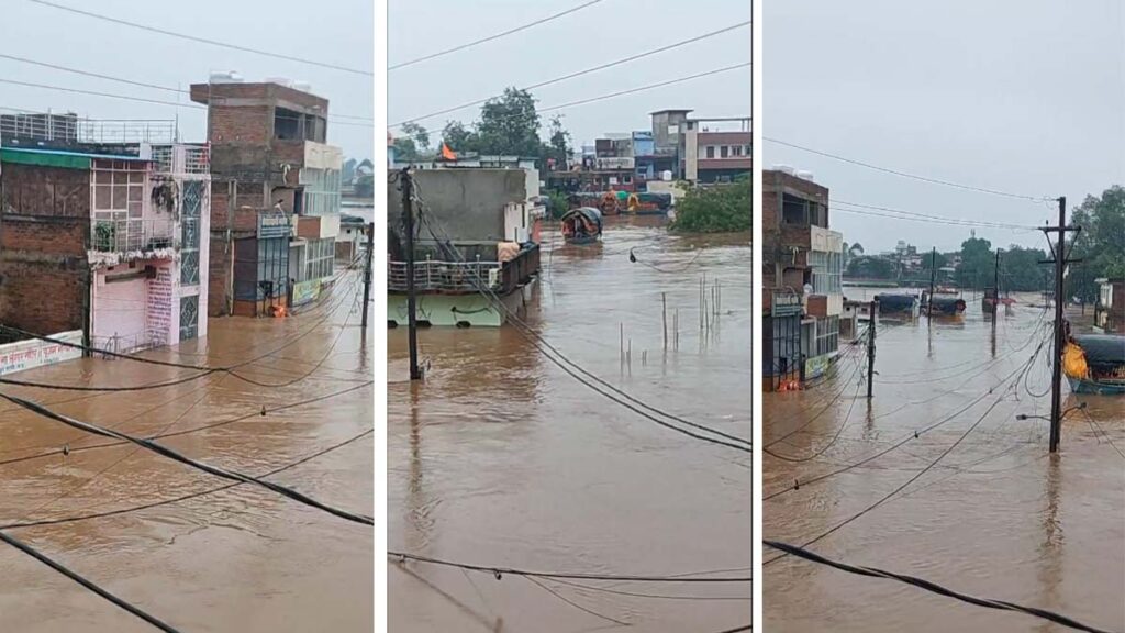 नेपाल के बाद एमपी में कहर, चित्रकूट में मंदाकिनी नदी में मचाया कहर,तीन मंजिला मकान तक डूबे, मचा हाहाकार 1 Mandakini river in Chitrakoot