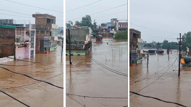 नेपाल के बाद एमपी में कहर, चित्रकूट में मंदाकिनी नदी में मचाया कहर,तीन मंजिला मकान तक डूबे, मचा हाहाकार 23 mandakini
