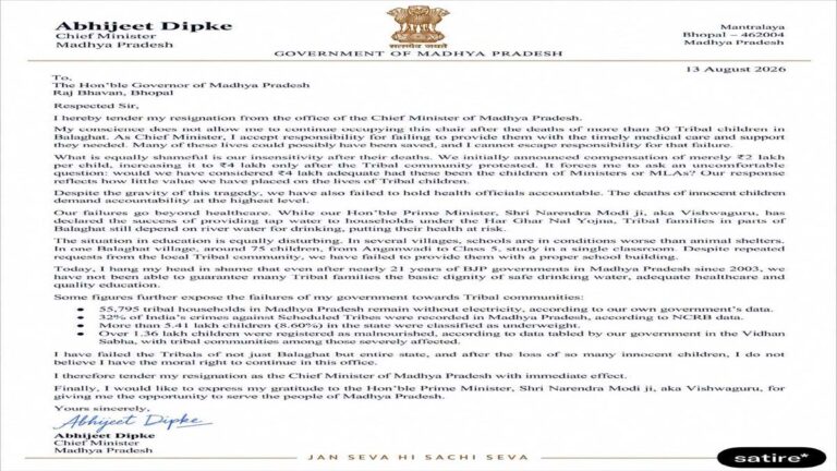 मध्य प्रदेश में बड़ा सियासी ड्रामा! 'मुख्यमंत्री' ने राज्यपाल को भेजा इस्तीफा, सोशल मीडिया पर मचा हड़कंप; जानें इस वायरल लेटर का पूरा सच 40 cm istita