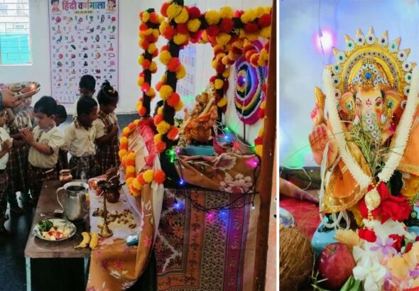 सतपुड़ा विद्यालय में हुआ श्री गणेश जी का भव्य स्वागत 6 ganesh ji