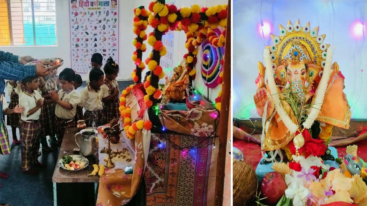 सतपुड़ा विद्यालय में हुआ श्री गणेश जी का भव्य स्वागत 1 satpura higher secondary school ghoradongri