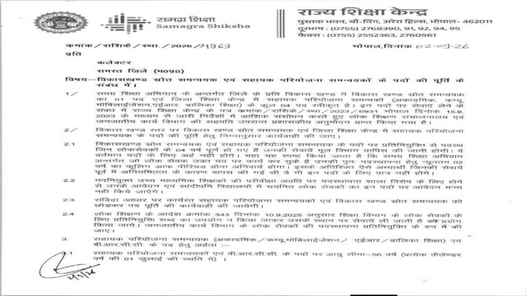 म.प्र. राज्य शिक्षा केंद्र का बड़ा आदेश; BRC और APC के पदों पर भर्ती प्रक्रिया शुरू, लिखित परीक्षा से होगा चयन, देखें पूरा शेड्यूल 11 shiksh